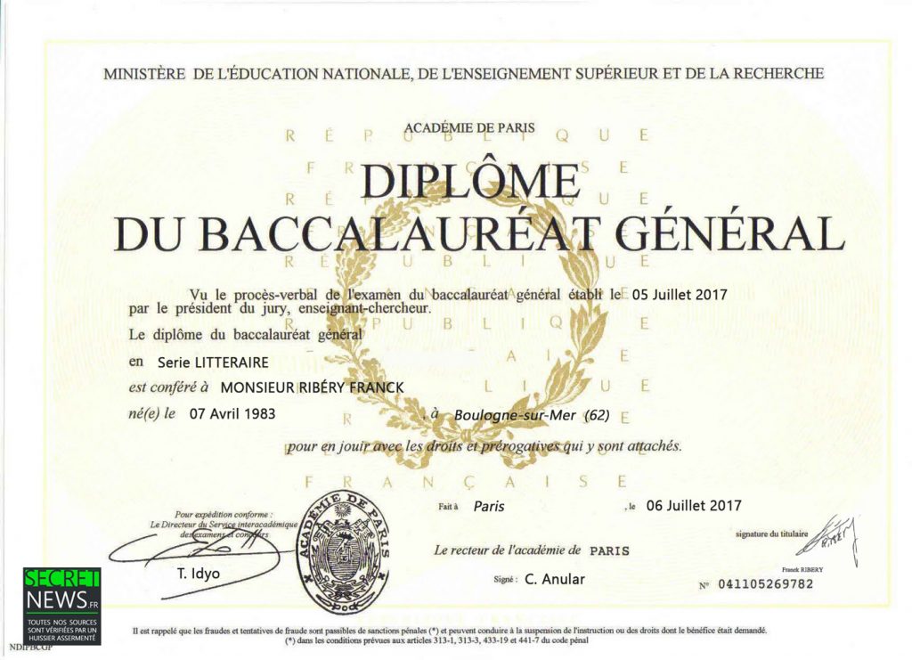 diplome-bac-baccalaureat-franck-ribery-1-1024x741 Franck Ribéry décroche son bac haut la main avec 19 de moyenne !